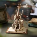 RoboTime 3D dřevěná skládačka hrací skříňky Kouzelné violoncello barevné (mechanický pohon)